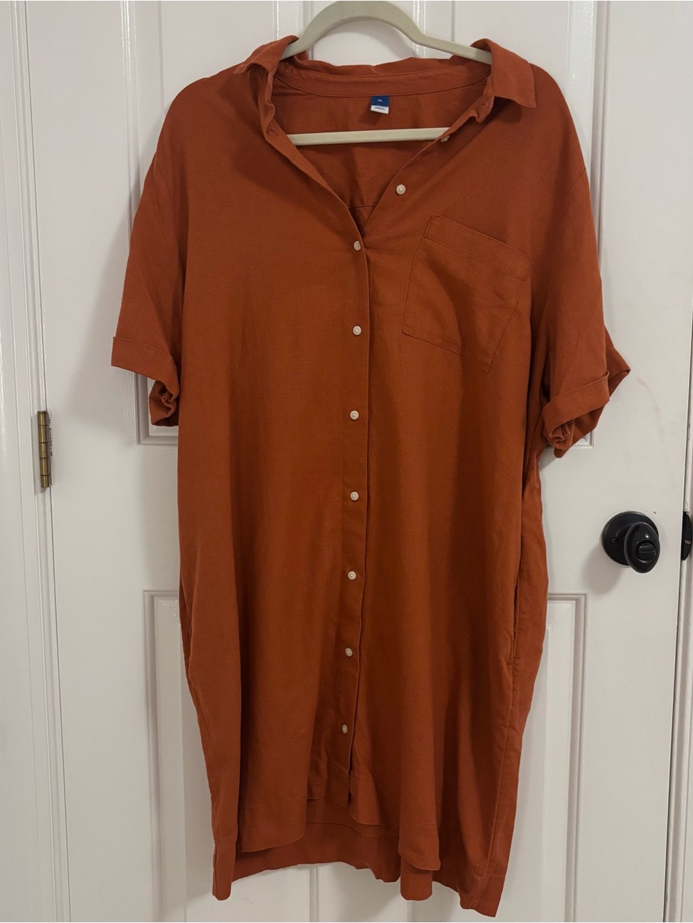 NWOT 100% Linen Old Navy Women’s Button-Down Dress Rust Orange Size XL